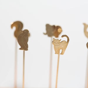 Vintage Tiny Animal Stick Pins Gold Tone Hat Pin Brooch NOS