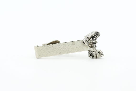 Vintage RCA GCTA Lunar Camera Tie Clip | Silver Tone Space Age Novelty NOS