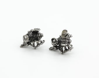 Vintage Seabee Stud Earrings - U.S. Navy Construction Battalion Tribute NOS Silver Tone