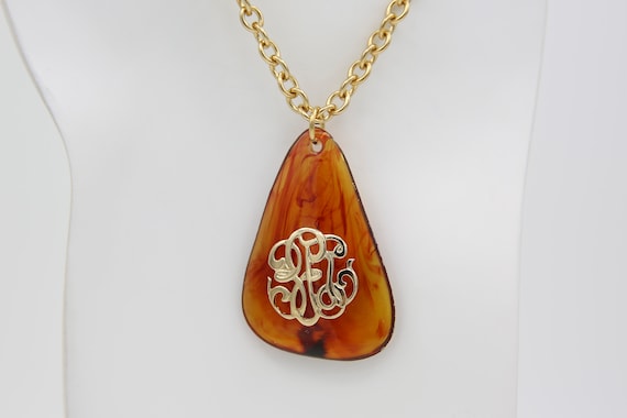 Vintage Sarah Coventry Unidentified Canadian Necklace Brown Gold Tone Pendant Chain Rare!