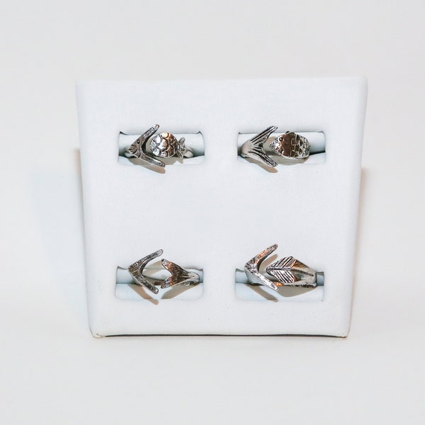 Vintage Uncas Silver Fish Rings NOS