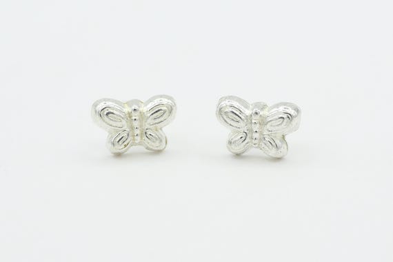 Vintage Itty Bitty Butterfly Earrings | NOS Silver Tone Studs