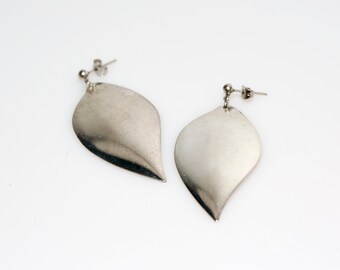 Silver Geometric Leaf Earrings