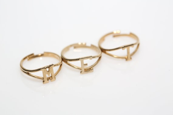 Vintage Gold Tone Letter Ring Alphabet Initial - image 2