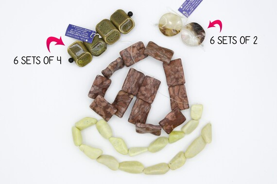 FMG Bead Lot #5 - NOS Mixture Porcelain Glass Serpentine Zebrastone Jewelry Making Supplies Bundle