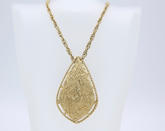 Vintage 1965 Sarah Coventry MODERN DESIGN Teardrop Gold Tone Pendant Necklaces Brooch Pin Rare!