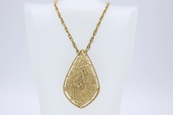 Vintage 1965 Sarah Coventry MODERN DESIGN Teardrop Gold Tone Pendant Necklaces Brooch Pin Rare!