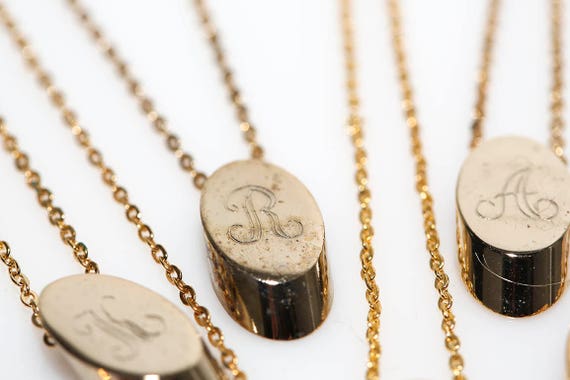 Vintage Initial Slice Necklaces - Letter Alphabet… - image 6