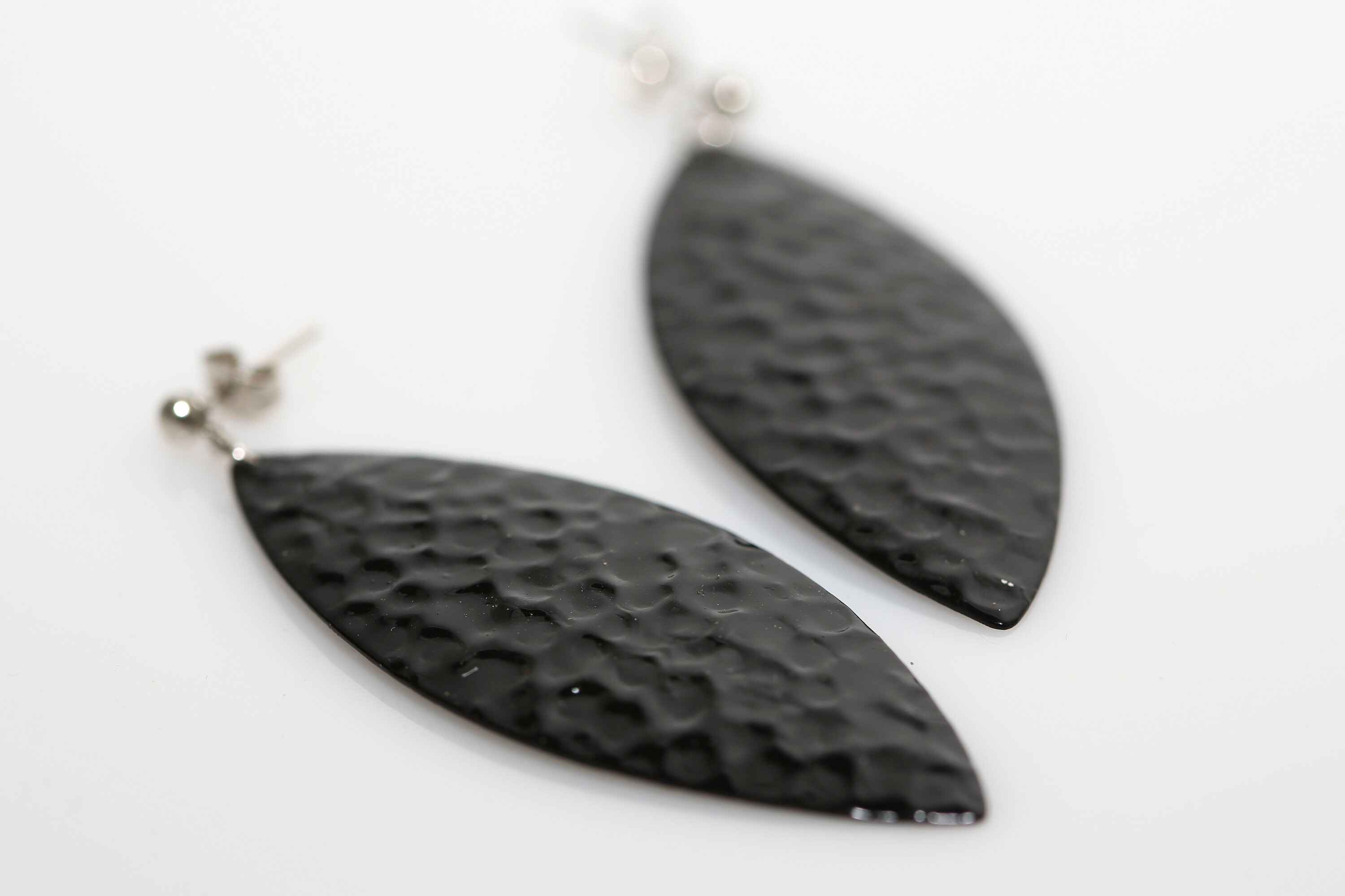 Black Leaf Earrings Etsy