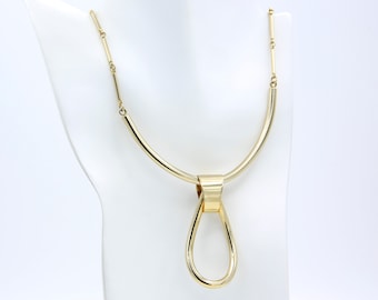 Vintage Sarah Coventry 1976 NILE QUEEN Necklace Gold Tone Chain Removable Drop Pendant Rare!