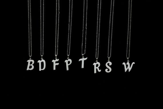 Vintage White Enamel Initial Pendant Necklace: Silver Tone Chain NOS Metal Letter Charm