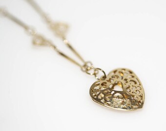 Triple Filigree Heart In Gold