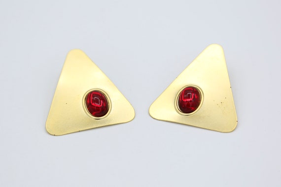 Vintage Mod Triangle Statement Earrings – NOS Red Blue Green Purple Black
