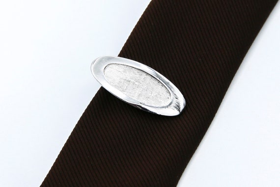1963 Sarah Coventry TAILORED ELEGANCE Men's Tie Bar Clip Silver Formal Wear Accessory Vintage RARE