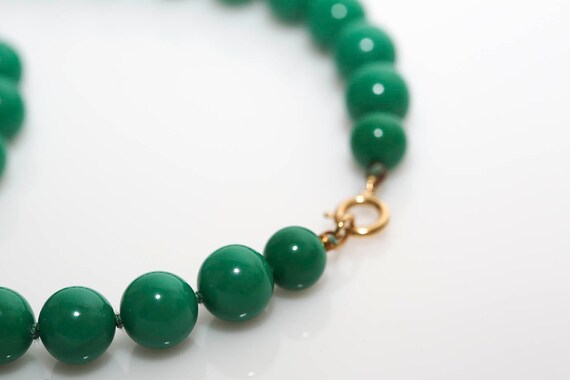 Long Green Vintage Beaded Necklace - image 3