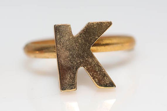 Vintage Mid-Century Initial Rings Gold Tone Lette… - image 5