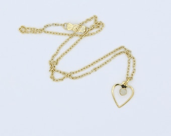 Faux Pearl Heart Necklace – Vintage NOS