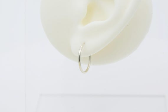 Vintage 925 Sterling Silver Hoop Earrings - Small Silver Hoops - New Old Stock 16mm Endless Hoops
