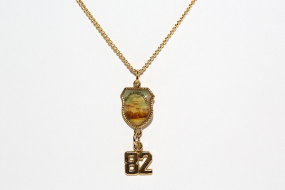Vintage Washington DC '82 Necklace NOS 1982 Gold Tone Chain Washington Souvenir Pendant Charm