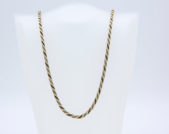 Vintage 1983 Sarah Coventry FRENCH TWIST Brown Gray Gold Tone Twisted Chain Necklace Rare!