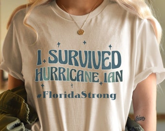 Retro I Survived Hurricane Ian Florida Strong Tshirt, 70's Retro Shirt, Hurricane Ian, Hurricane Strong, Florida Strong, Hurricane Ian 2022