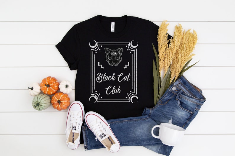 Black Cat Club Lover Shirt Cat Parent Shirt Spooky Black Cat Etsy