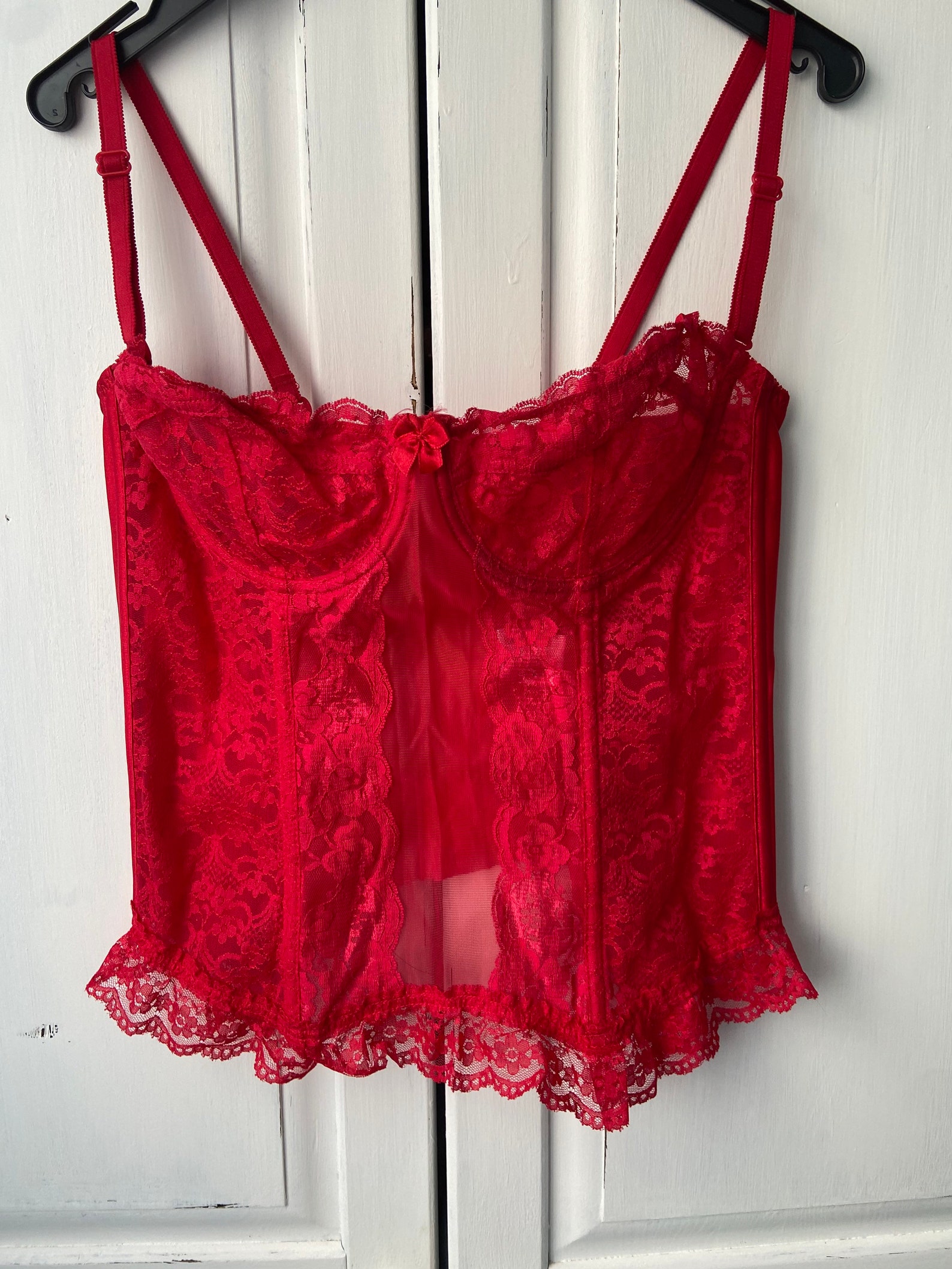 Uk 38b bustier vintage 2k 90s basque corset lingerie sexy red | Etsy