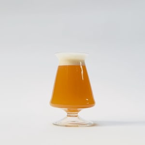Hand Blown Teku Craft Beer Glass With Blown Foot, Clear, 14oz.