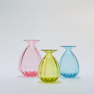 Corrugated Vase, Hand blown Glass, Free Shipping