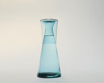 Handblown Bedside Carafe, Copper Blue