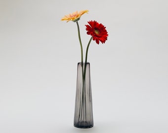 Corrugated Cylinder Vases, Hand blown Glass, Free Shipping