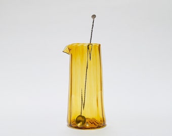 Cocktail Mixing Glass, Hand Blown, Amber, Free shipping