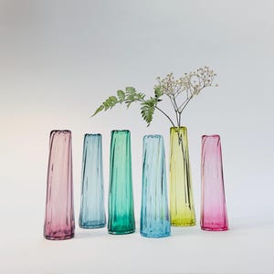 Corrugated Vase, Hand blown Glass, Free Shipping