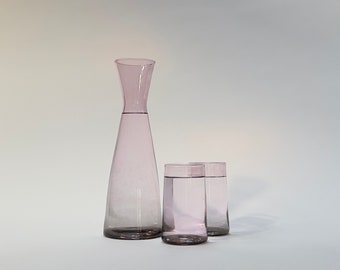 3 pc. Carafe Set, Hand-Blown Glass, Rose Gold