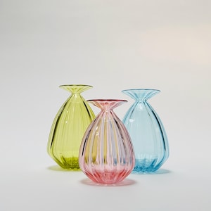 Corrugated Vase, Hand blown Glass, Free Shipping