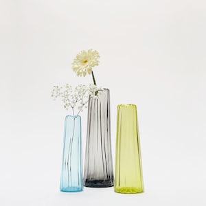 Hand Blown Glass Corrugated/Optic Vases, Free Shipping