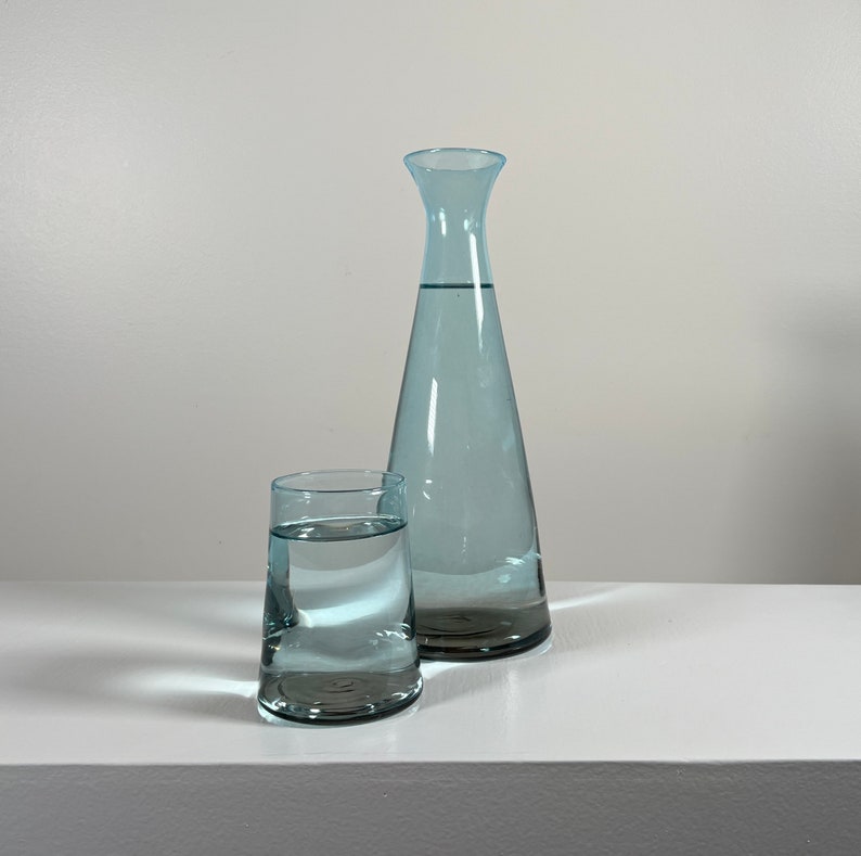 Handblown Bedside Carafe, Copper Blue image 4