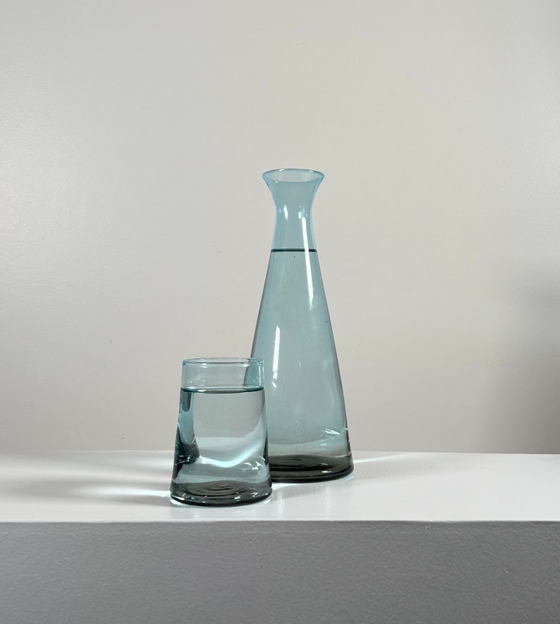 Handblown Bedside Carafe, Copper Blue image 3