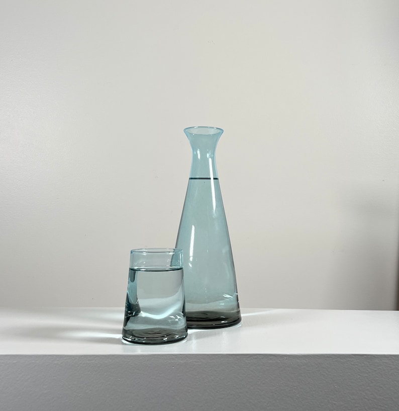 Handblown Bedside Carafe, Copper Blue image 2