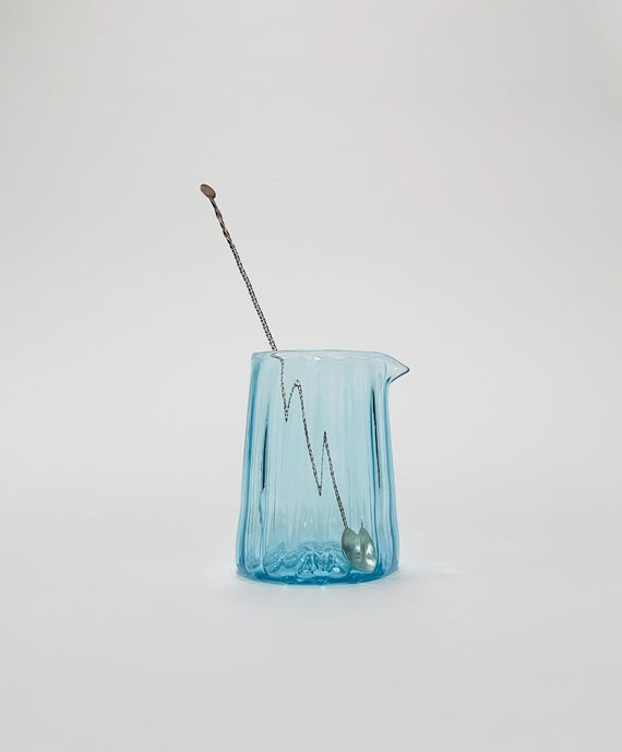 Hand Blown Cocktail Mixing Glass: Copper Blue, Hudson Valley
