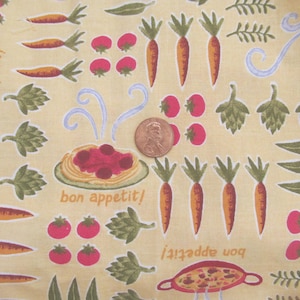 Bon Appetit Veggies Cotton Fabric: Kitchen Print by Jennifer Brinley