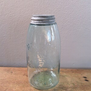 Antique Aqua Mason&#39;s Canning Jar: 1858 Cross Mark, Zinc Lid