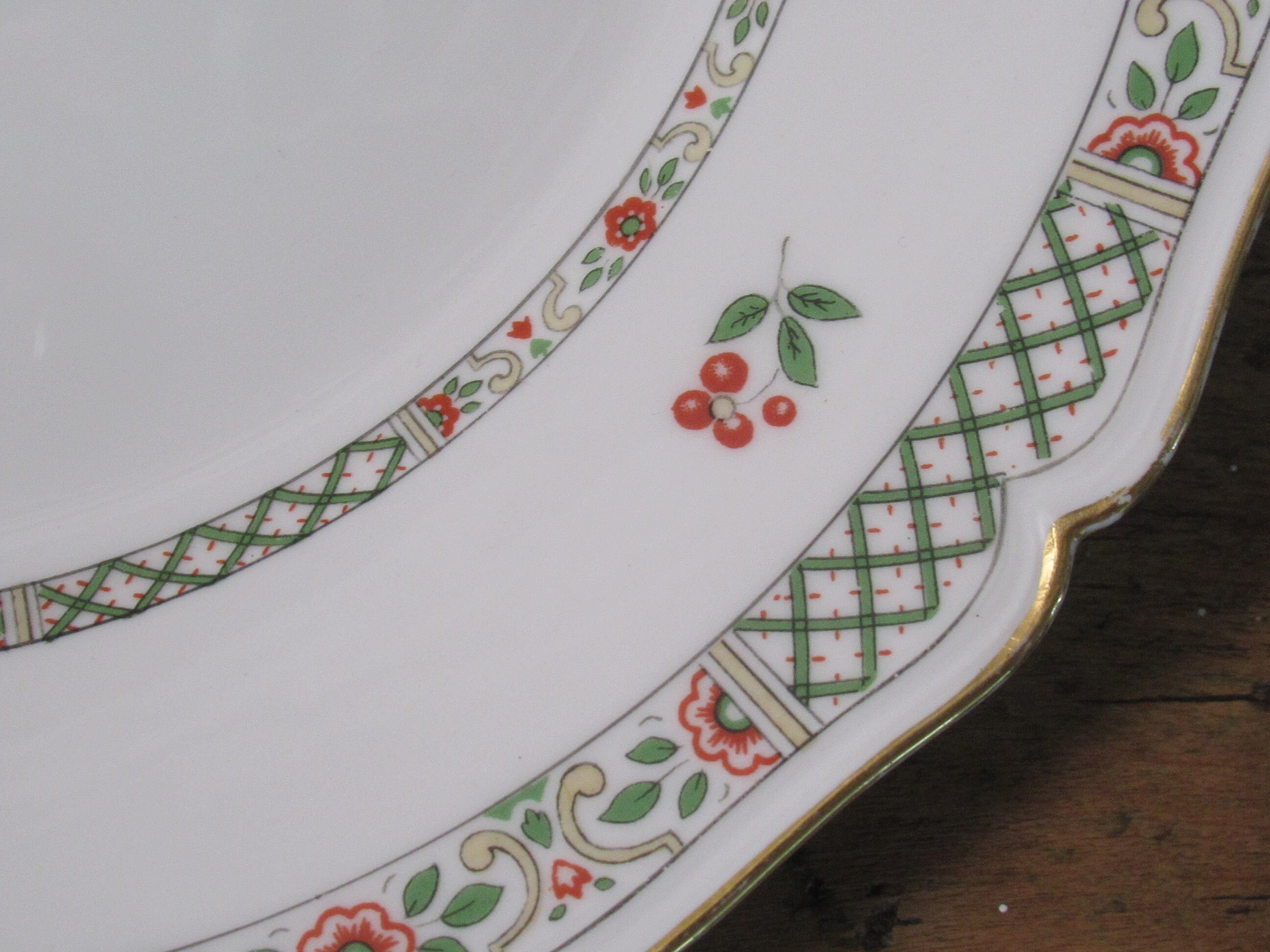 2 Vintage French Country Porcelain Dinner Plates 9 Red Cherry Green ...