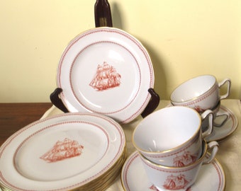Vintage Copeland Spode Trade Winds Red w/ Gold Trim Dinnerware Various Pieces You Choose