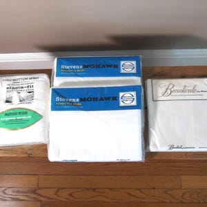 1960's White 100% Cotton Sheets:  Fitted or Flat, Full & Twin, Various Manufacturers - Your Choice