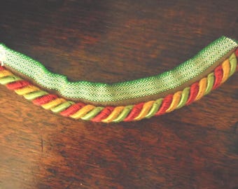 2 YARDS 1/2&quot; Twisted Rope Cord Trim with Lip - Red/Green/Gold for Drapery, Pillows, Home Decor, Crafts
