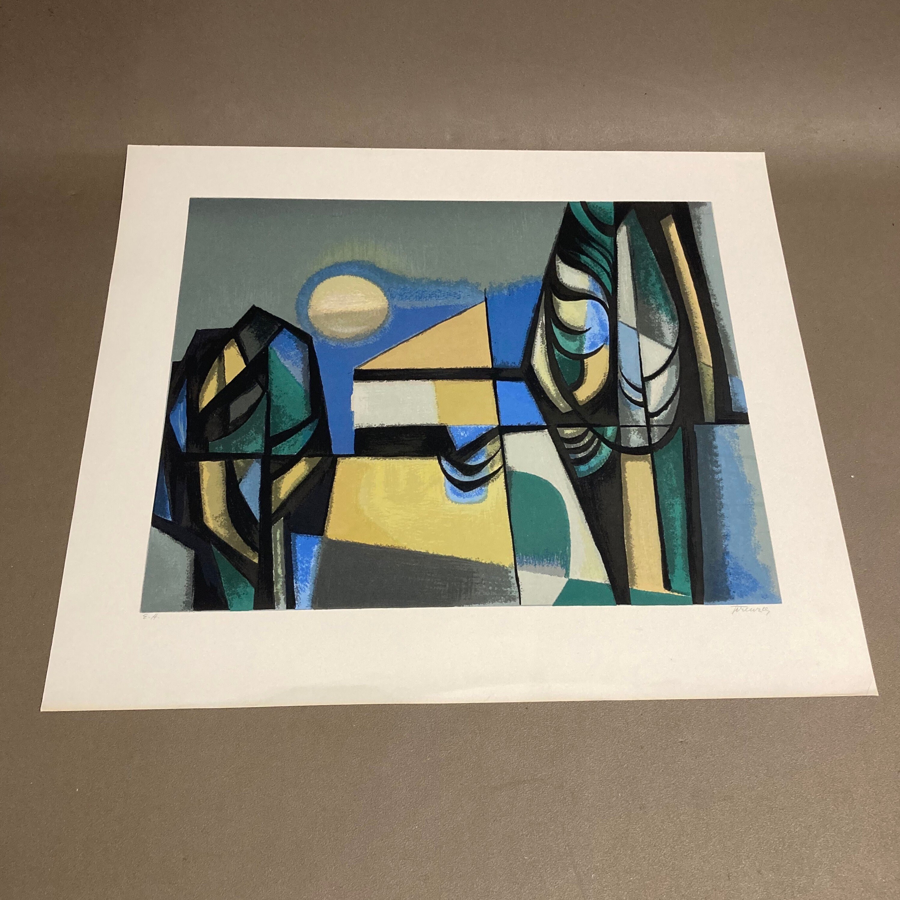 Lithographie Signée Albert Ferenz Design 1950.