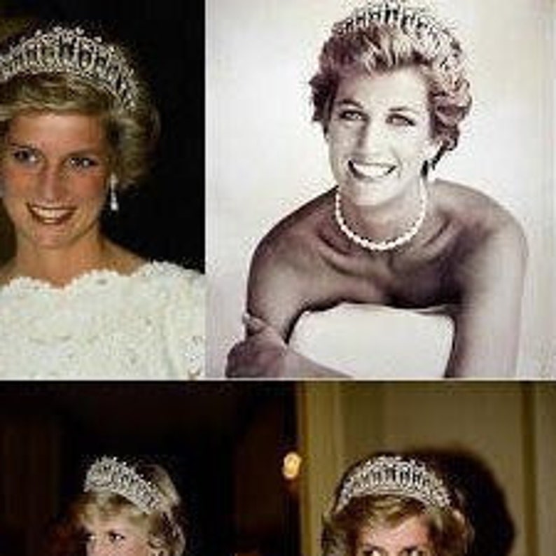 Princess Diana wedding Tiara Inspired Crystal Bridal Silver crownquinceanera Prom