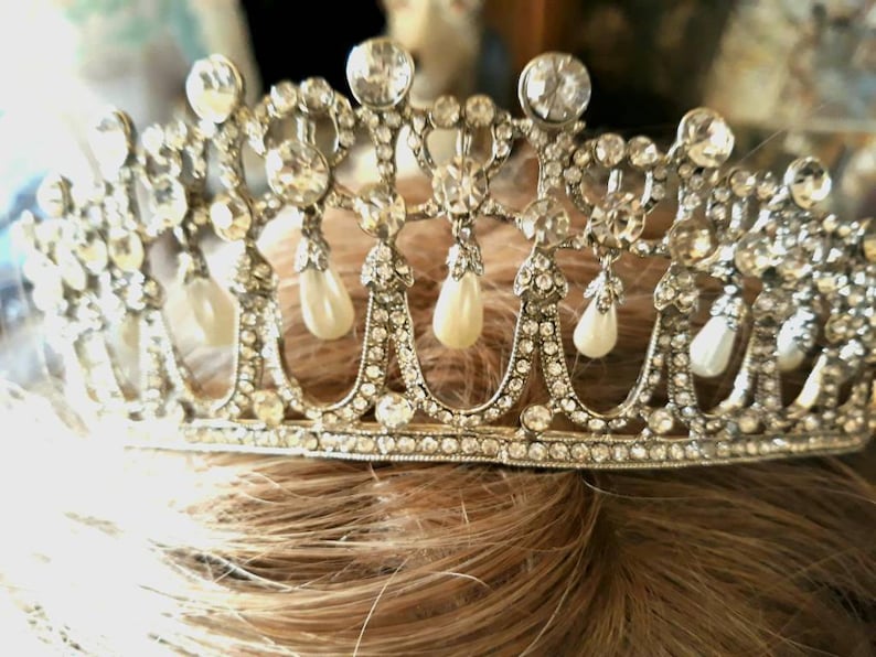 Princess Diana wedding Tiara Inspired Crystal Bridal Silver crownquinceanera Prom