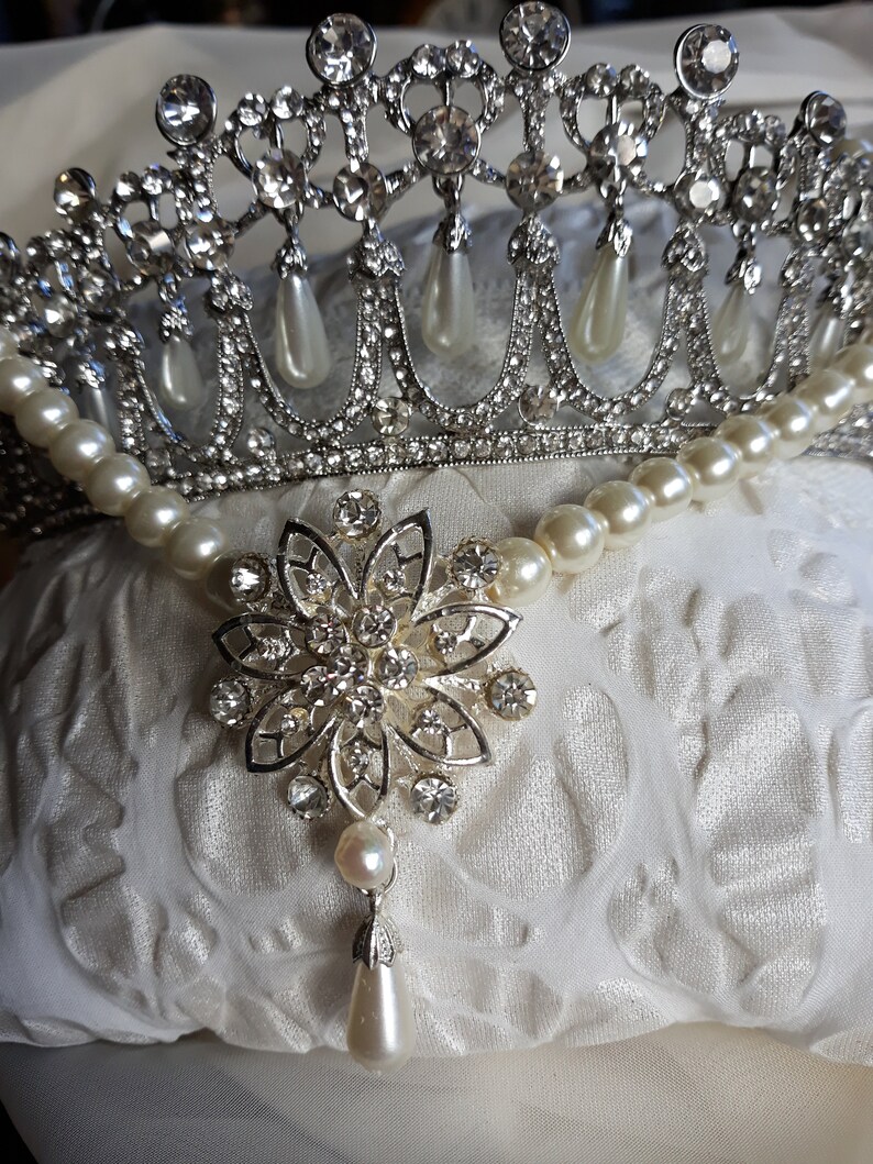 Princess Diana wedding Tiara Inspired Crystal Bridal Silver crownquinceanera Prom
